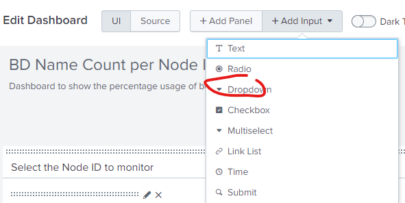 Add Input dropdown configuration