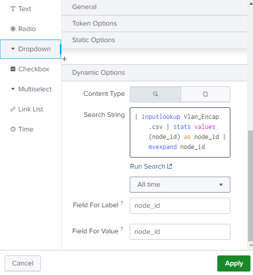 Dropdown field configuration continued