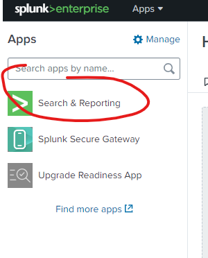 Search and Reporting app showing imported lookup
